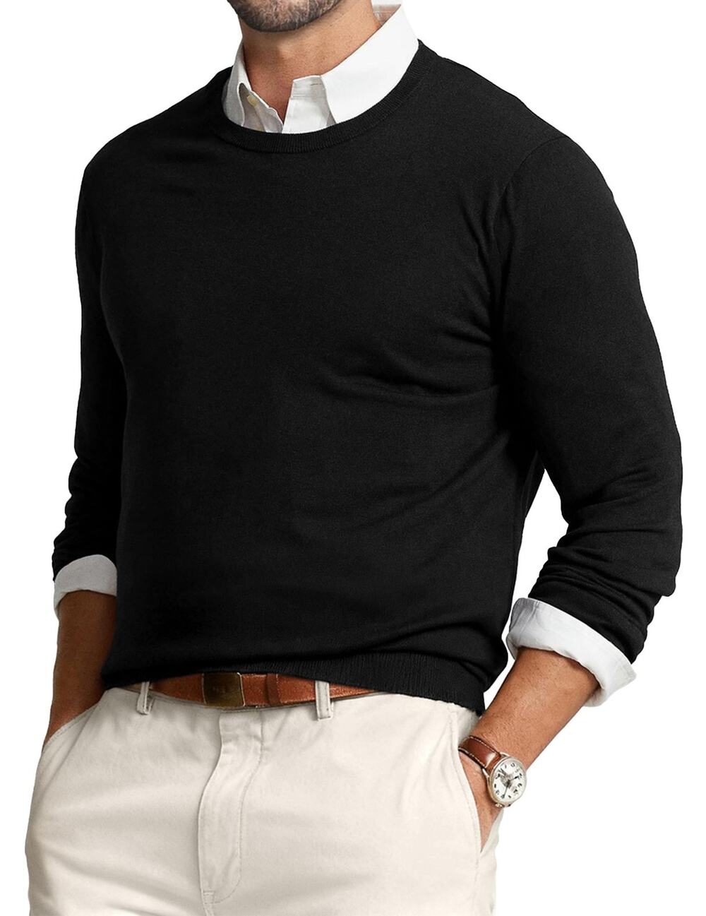 JJMILLER Mens Crewneck Pullover Sweater 2XL Black Long Sleeve NWT Knit